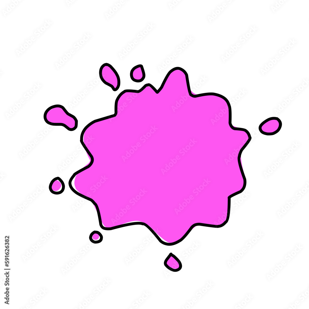 Paint splatter colorful set. Flat collection splash round, fluid decorative shapes. Different splashes and drops, cartoon splash. Stain colored ink collection. Isolated vector illustration