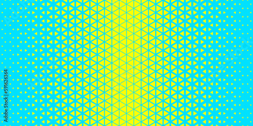 Blue yellow halftone triangles pattern. Abstract geometric gradient background. Vector illustration.