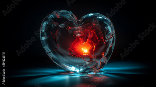 Glowing Heart with Broken Hearts, Generative Ai