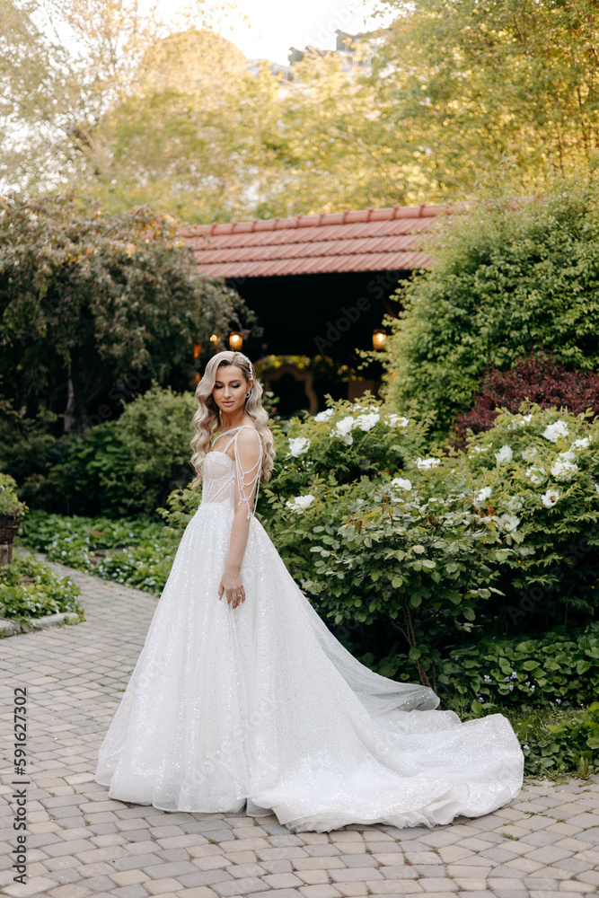 portrait beautiful bride with blond hair