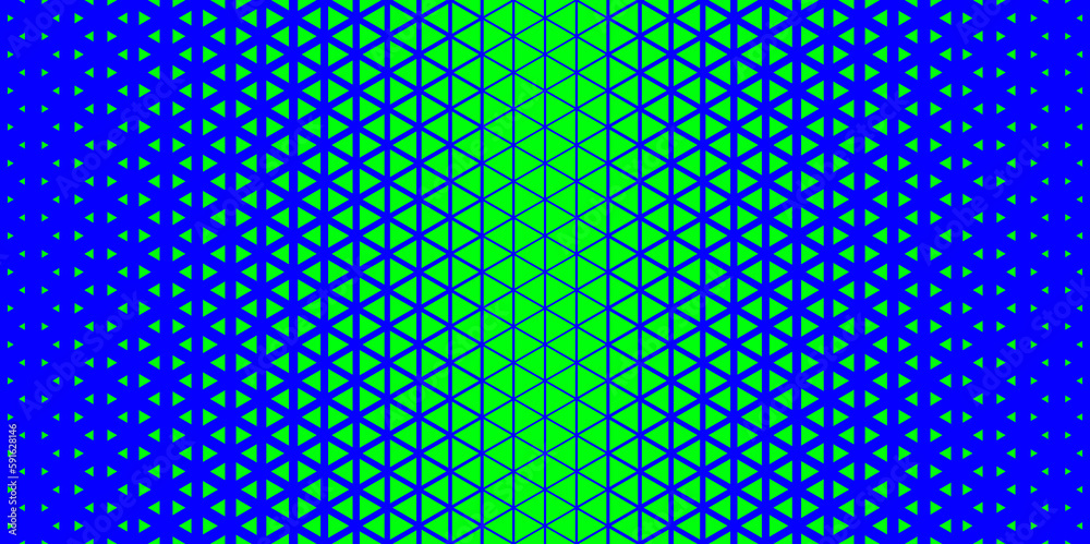 Blue green halftone triangles pattern. Abstract geometric gradient background. Vector illustration.