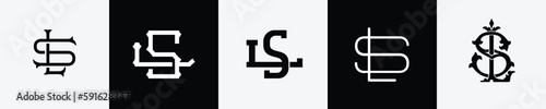 Initial letters SL Monogram Logo Design Bundle photo