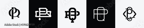 Initial letters PQ Monogram Logo Design Bundle