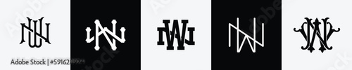 Initial letters NW Monogram Logo Design Bundle photo