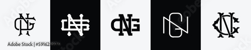 Initial letters NG Monogram Logo Design Bundle