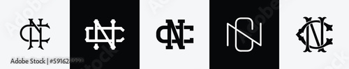 Initial letters NC Monogram Logo Design Bundle