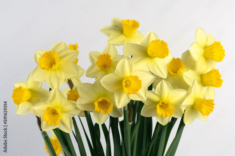A vase of daffodils with the word daffodils on it