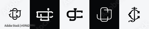 Initial letters JC Monogram Logo Design Bundle
