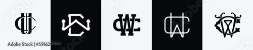 Initial letters CW Monogram Logo Design Bundle