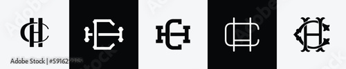 Initial letters CH Monogram Logo Design Bundle