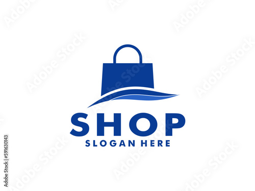 Shop logo, Good shop logo with shopping bag vector , Online Shop logo vector template