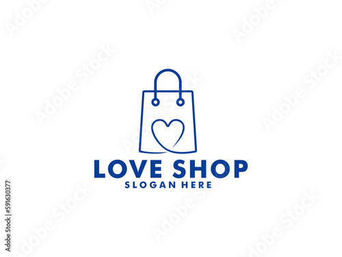 Love Shop Logo designs Template, Shopping bag combined with heart concept.