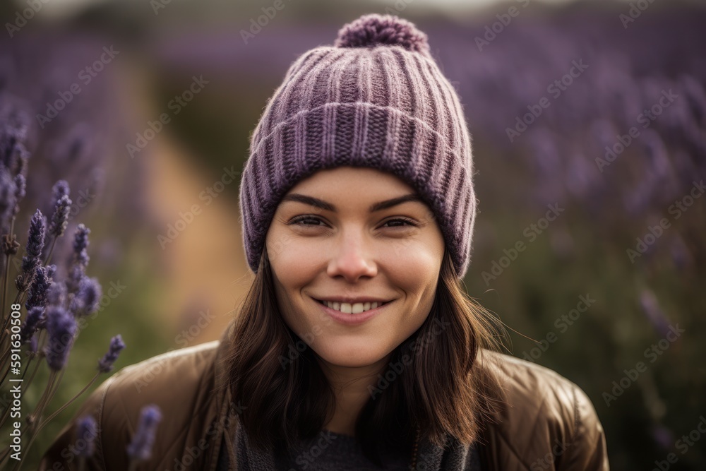 Portrait of a beautiful young woman in a lavender field. Portrait of a beautiful young woman in a lavender field.