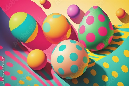 Easter Eggs Volumetric Image with Geometric Shapes and Pastel Colors. Generative AI