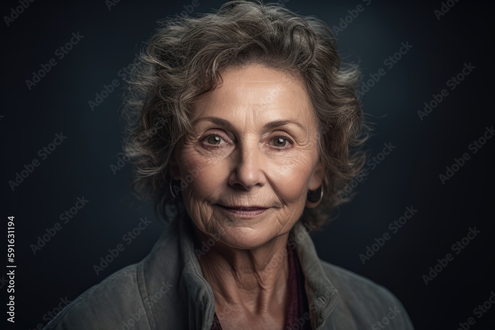Portrait of a beautiful senior woman on a dark background. Toned. Portrait of a beautiful senior woman on a dark background. Toned.
