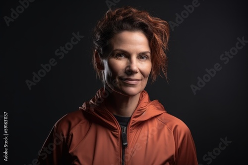 Portrait of a beautiful middle-aged woman on a dark background