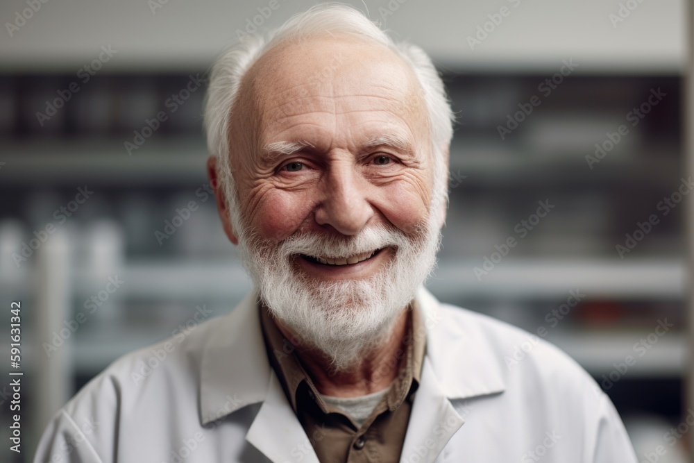 Portrait of a senior man in a lab coat smiling at the camera Portrait of a senior man in a lab coat smiling at the camera