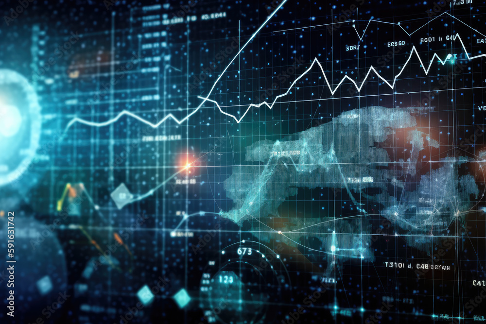 futuristic data background for business themes created with Generative AI technology futuristic data background for business themes created with Generative AI technology