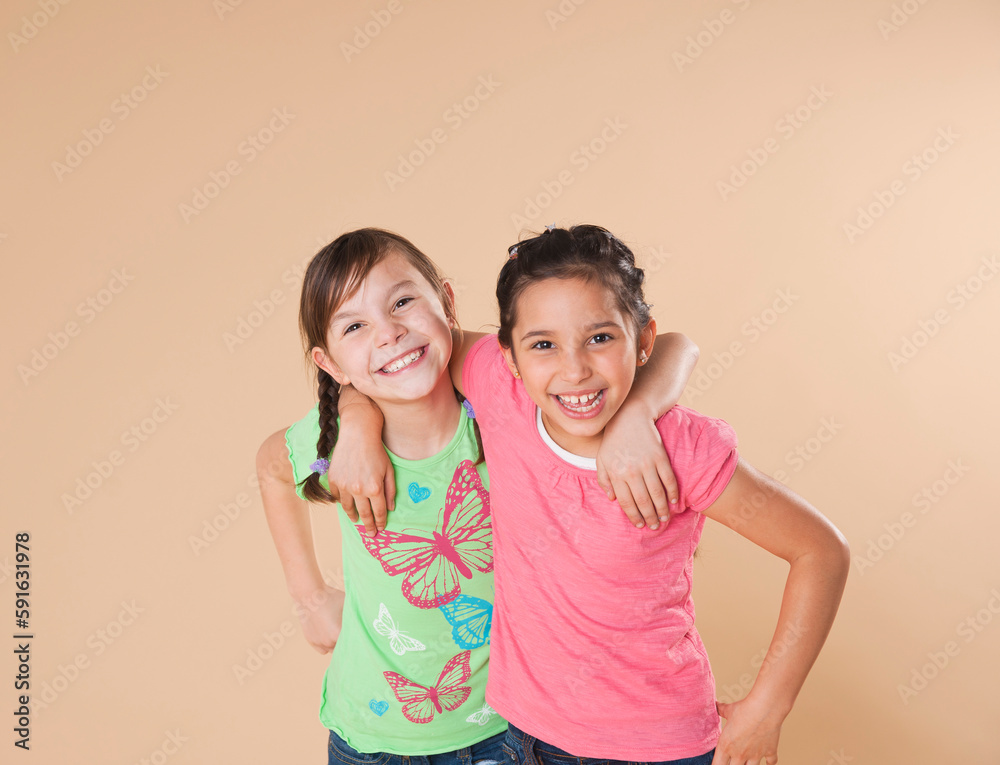 Portrait of Girls Hugging Portrait of Girls Hugging