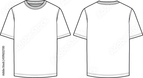 Men Basic T-shirt Flat Sketch Vector Template