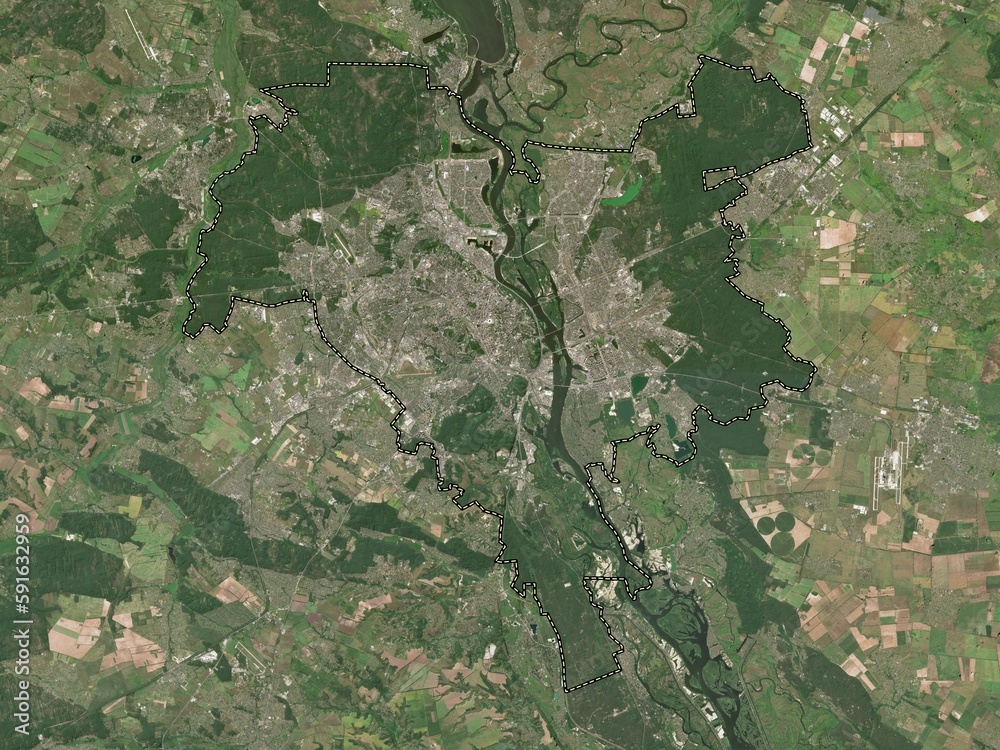 Kiev City, Ukraine. Low-res satellite. No legend
