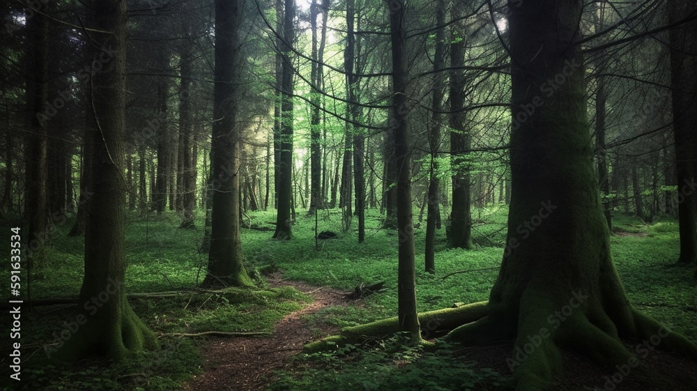 morning in the forest, AI generated illustration morning in the forest, AI generated illustration