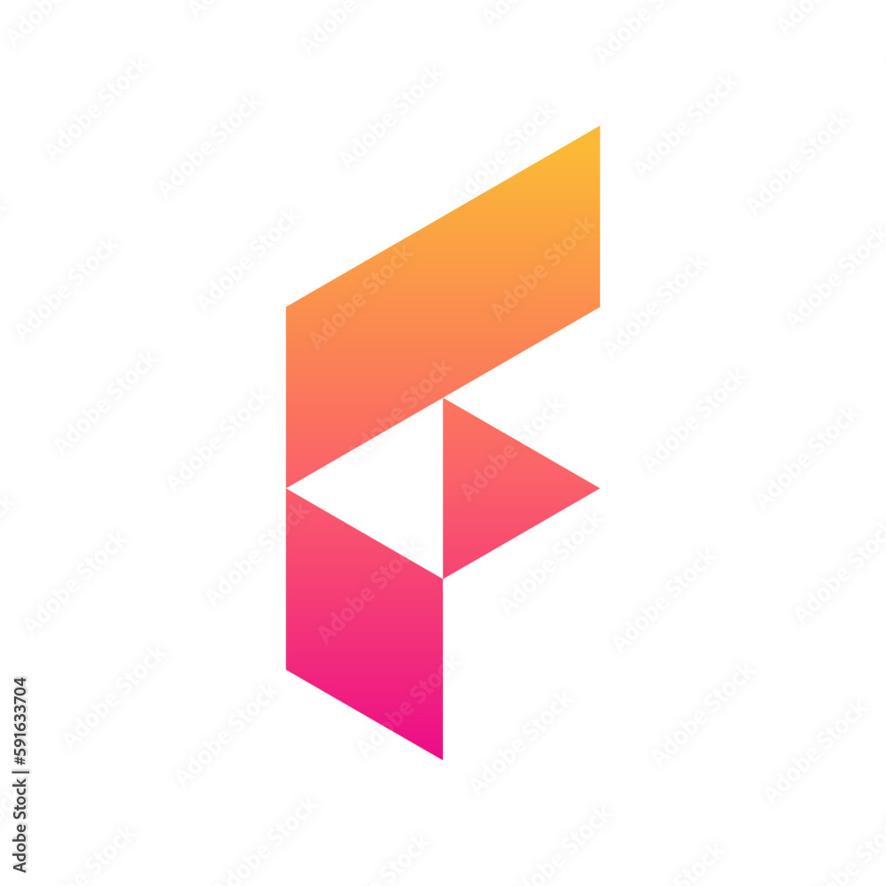 Letter F play media modern logo design