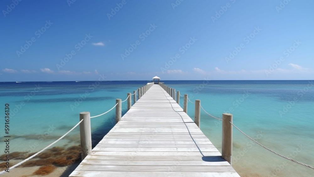 The Endless Horizon: A Majestic View of the Sea from the White Boardwalk Pier