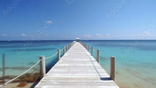The Endless Horizon: A Majestic View of the Sea from the White Boardwalk Pier © Aylin