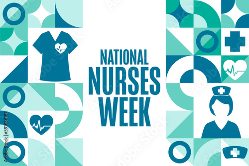 National Nurses Week. Holiday concept. Template for background, banner, card, poster with text inscription. Vector EPS10 illustration. photo