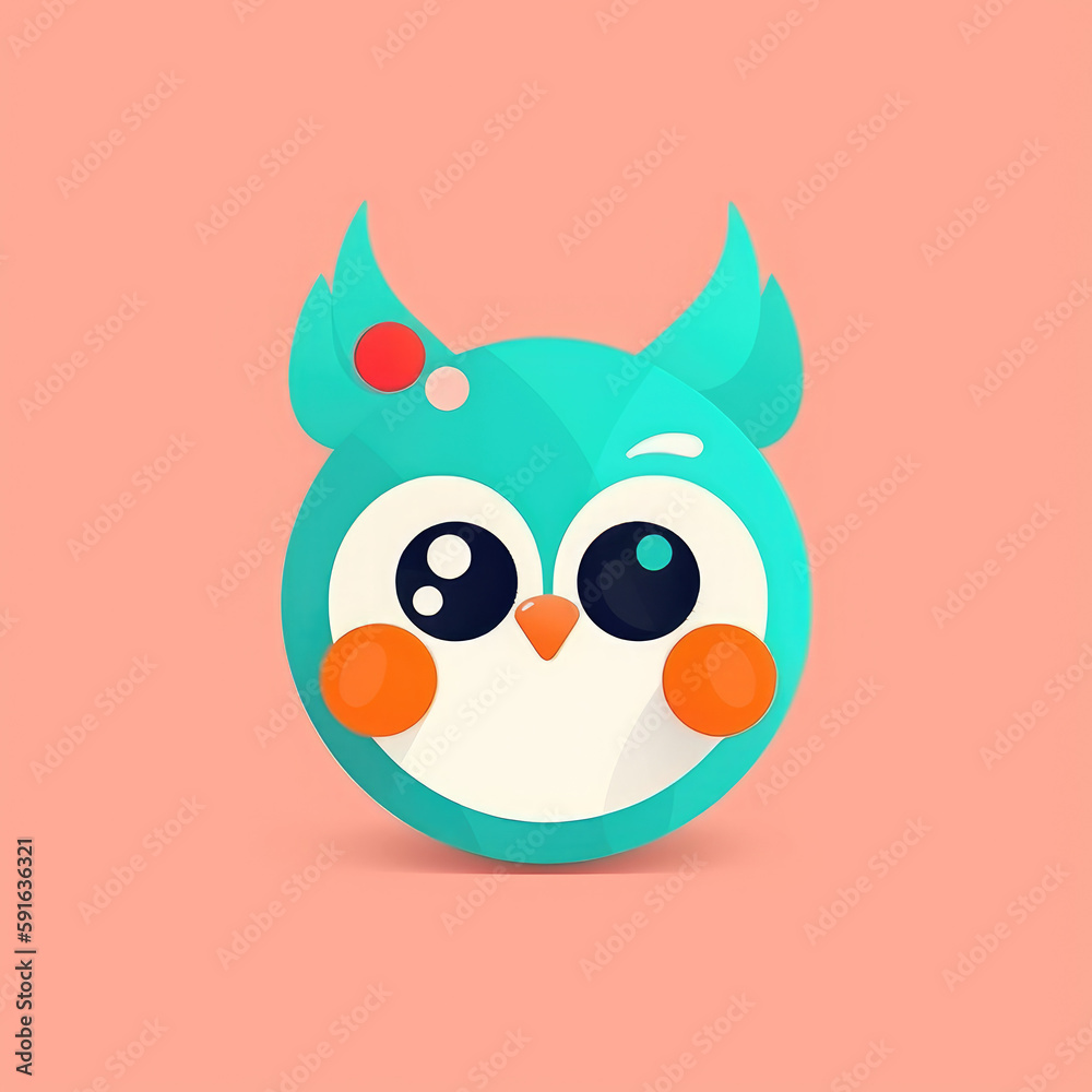 Fototapeta premium The logo is cute in the form of an animal. Logo for the company, a blue owl. Generative AI.