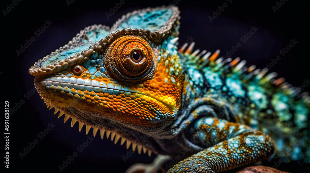 Fototapeta premium Colorful Chameleon. Generative AI