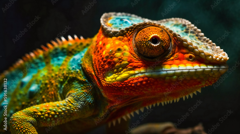 Colorful  Chameleon. Generative AI