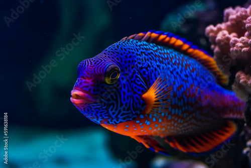 Life of the underwater world. Colorful tropical fish. AI Generated