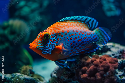 Life of the underwater world. Colorful tropical fish. AI Generated