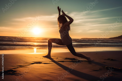Finding Balance. Yoga Woman. Generative AI