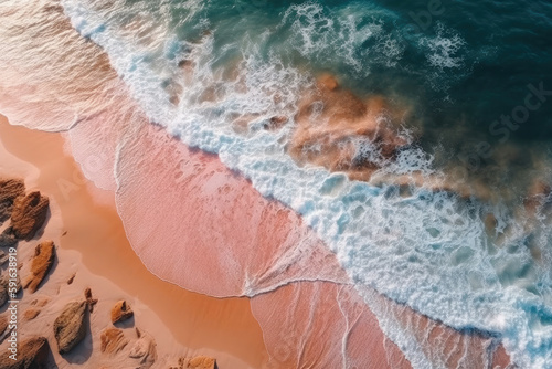 beach and sea created with Generative AI technology