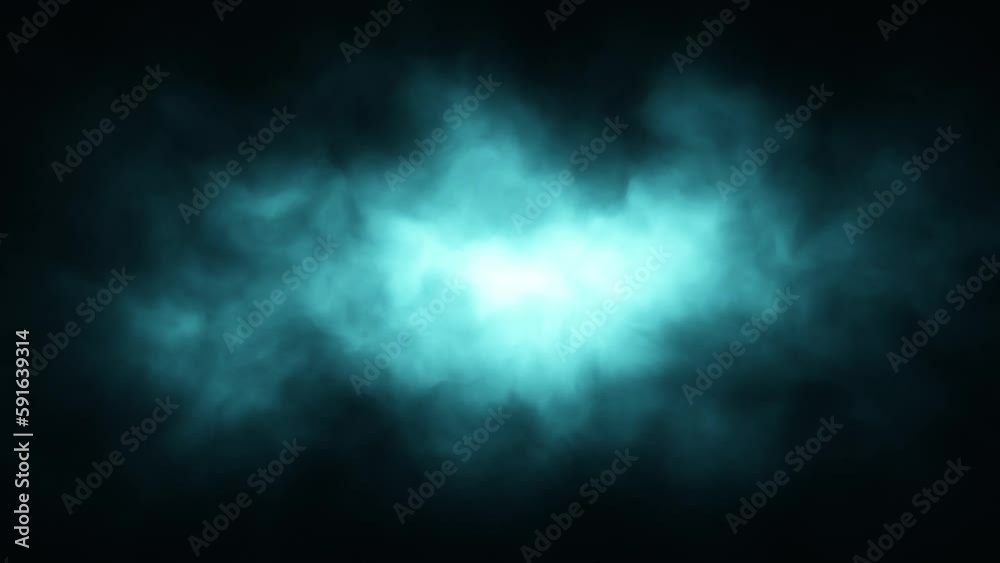 Turquoise black fog with mystical light loop animation background. Turquoise black fog with mystical light loop animation background.