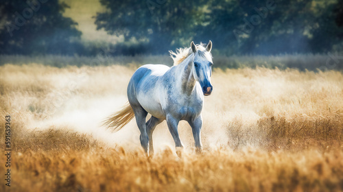 Majestic White Horse. Generative AI....