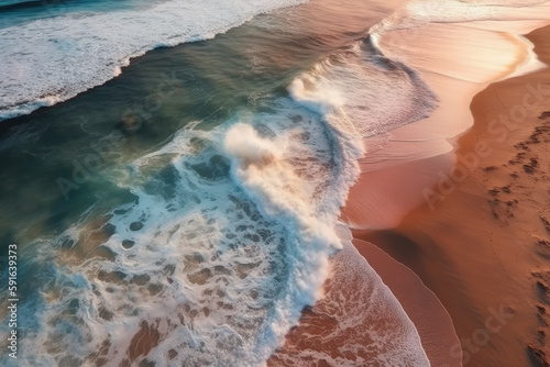 beach and sea created with Generative AI technology