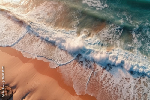 beach and sea created with Generative AI technology