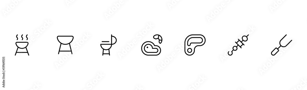 barbeque bbq element icon vector set design with Editable Stroke. Line, Solid, Flat Line, thin style and Suitable for Web Page, Mobile App, UI, UX design. barbeque bbq element icon vector set design with Editable Stroke. Line, Solid, Flat Line, thin style and Suitable for Web Page, Mobile App, UI, UX design.