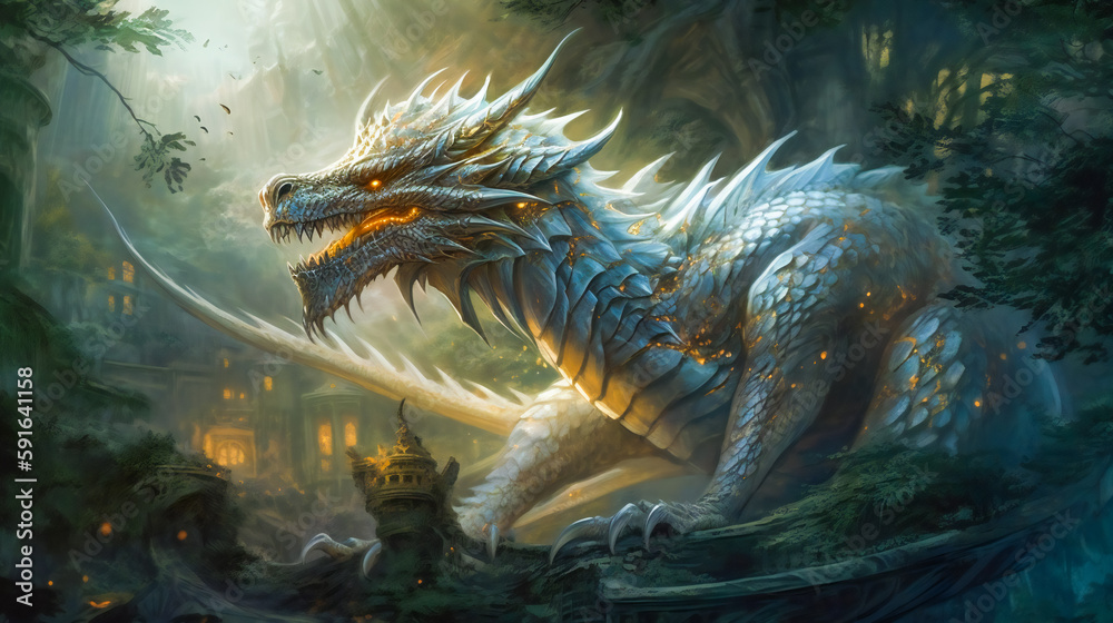 The Majestic White Dragon. Generative AI.... The Majestic White Dragon. Generative AI....