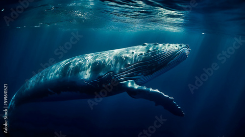 The Majestic Presence of a Whale Calf. Generative AI