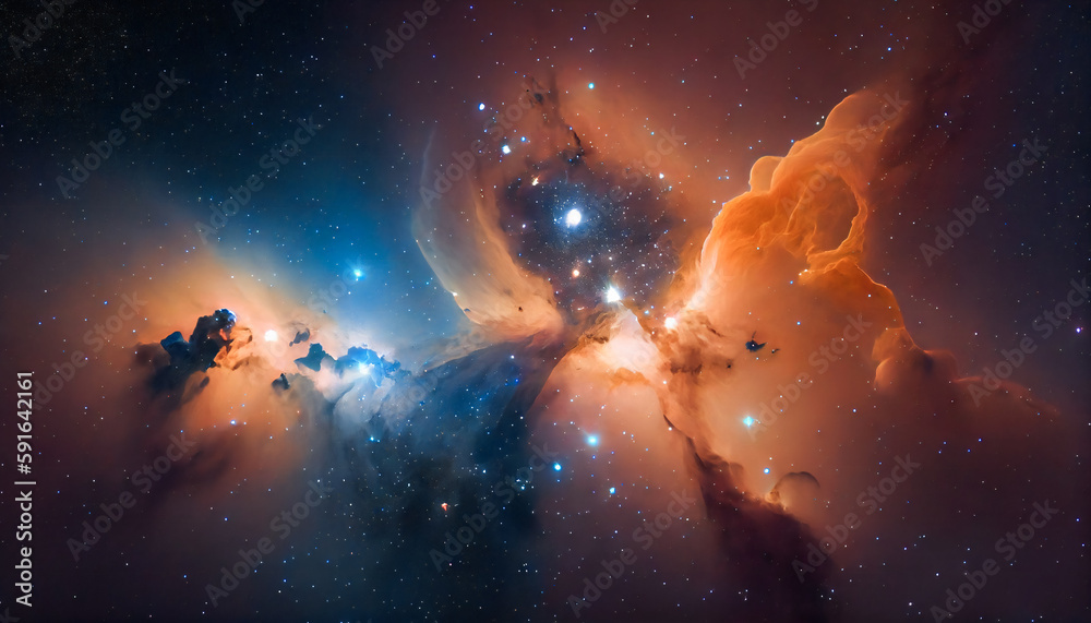 Naklejka premium stars and nebulae in the night sky. Generative AI.