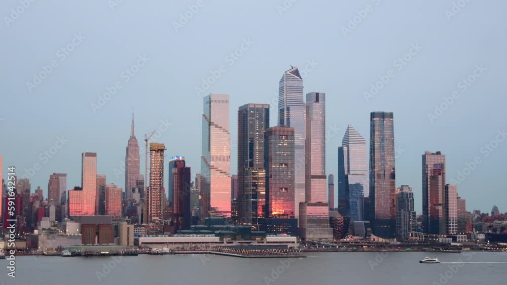 4k resolution video of Manhattan skyline taken from NJ travel tourist destination, natural light, during sunset 4k resolution video of Manhattan skyline taken from NJ travel tourist destination, natural light, during sunset