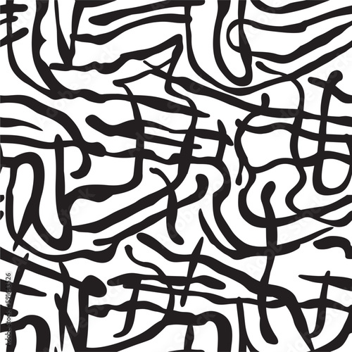 Seamless pattern with chaotic bold lines. Vector seamless
