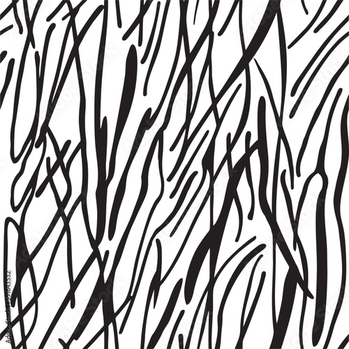 Seamless pattern with chaotic bold lines. Vector seamless