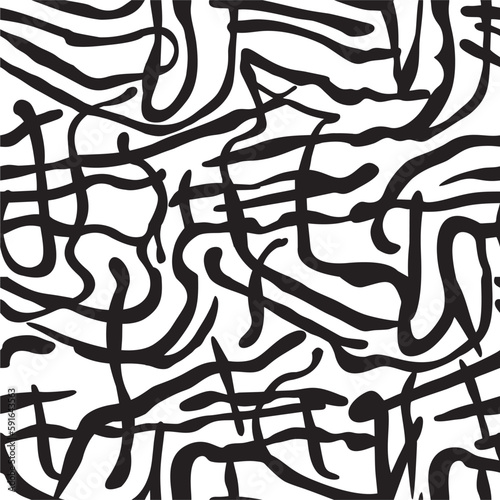 Seamless pattern with chaotic bold lines. Vector seamless
