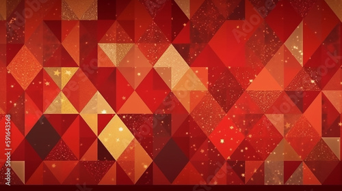 abstract geometric background in Christmas colors, red and gold